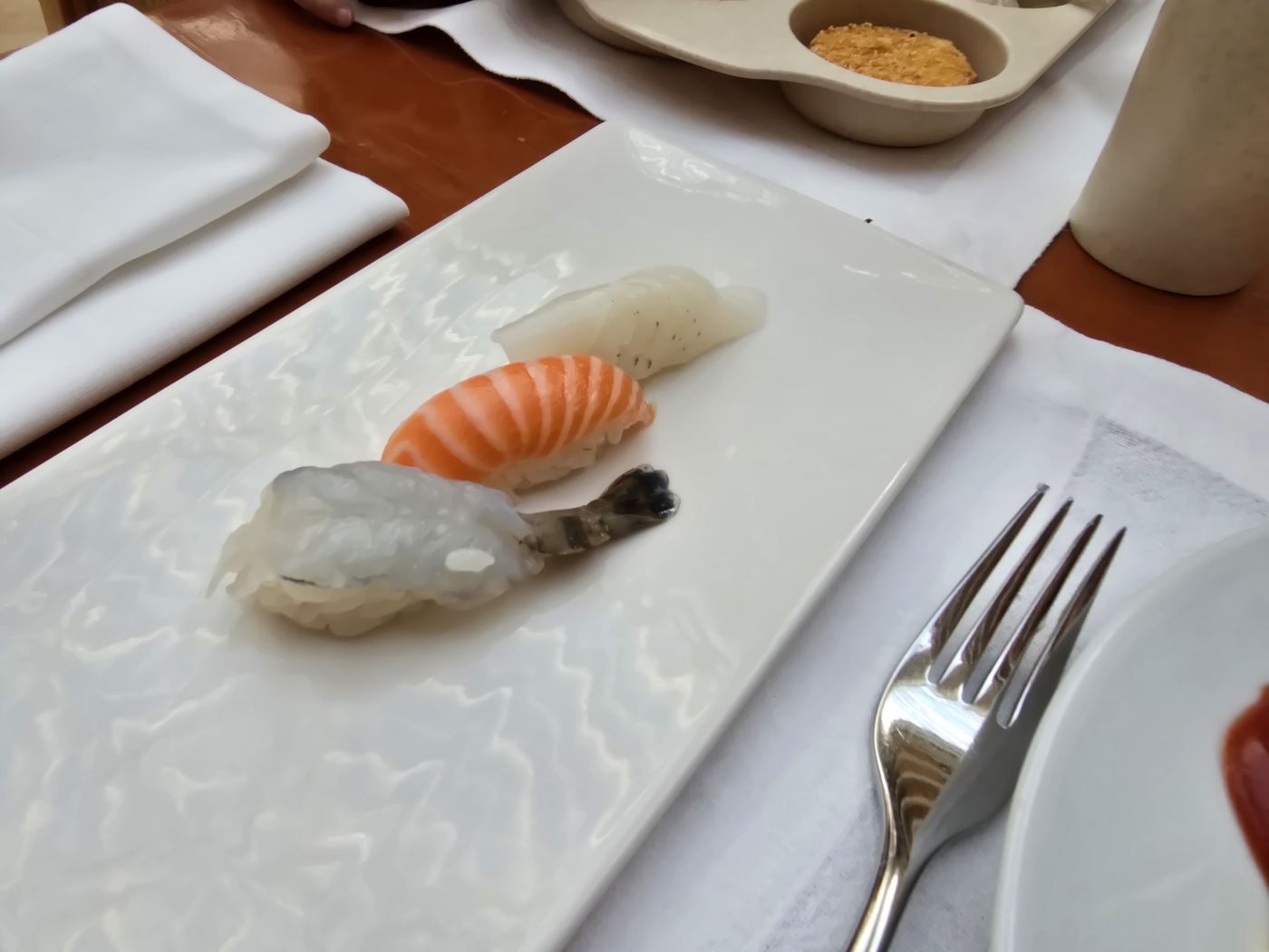 Haevichi breakfast salmon and shrimp sushi made fresh