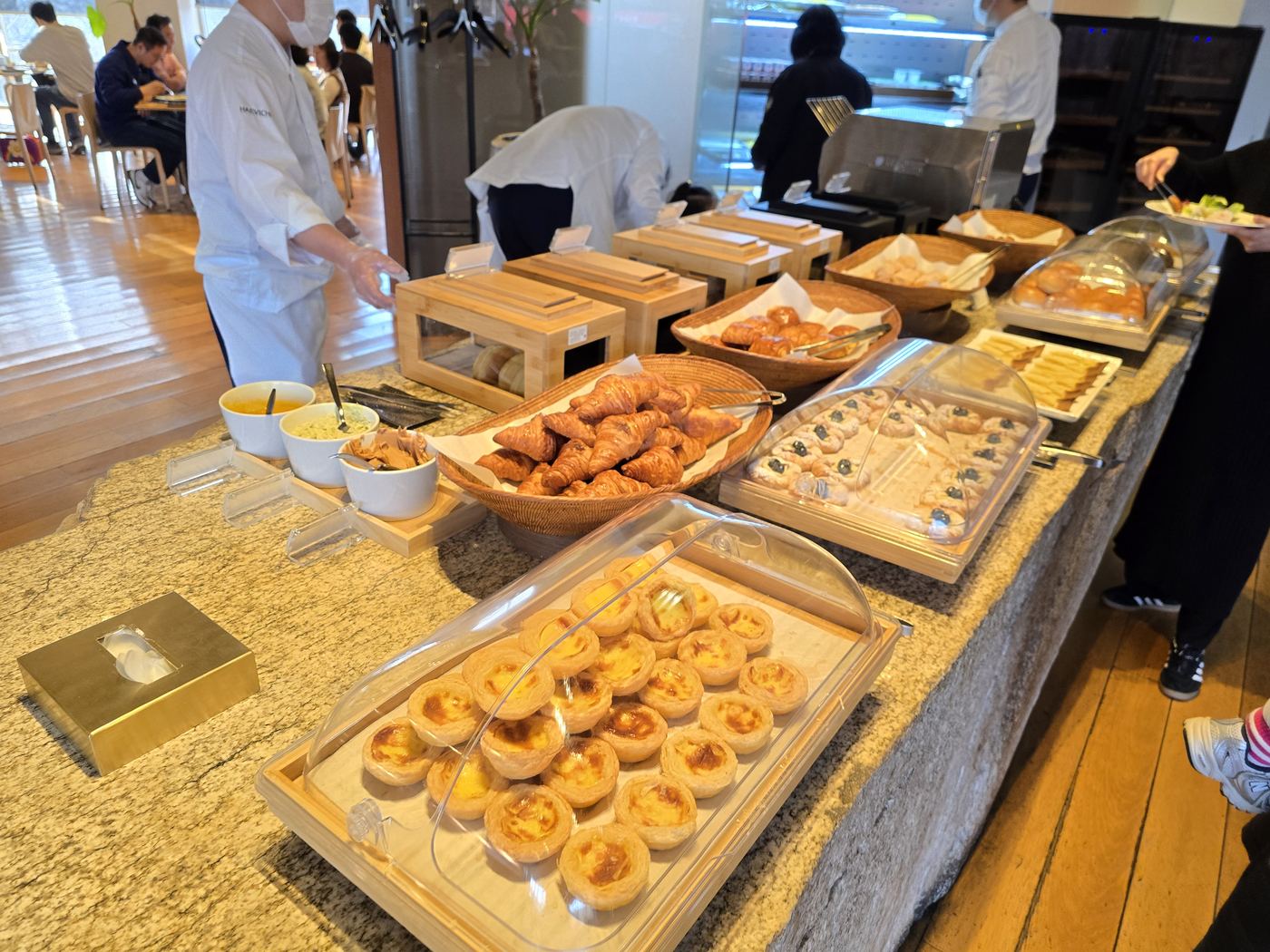 Freshly baked pastries at the breakfast buffet