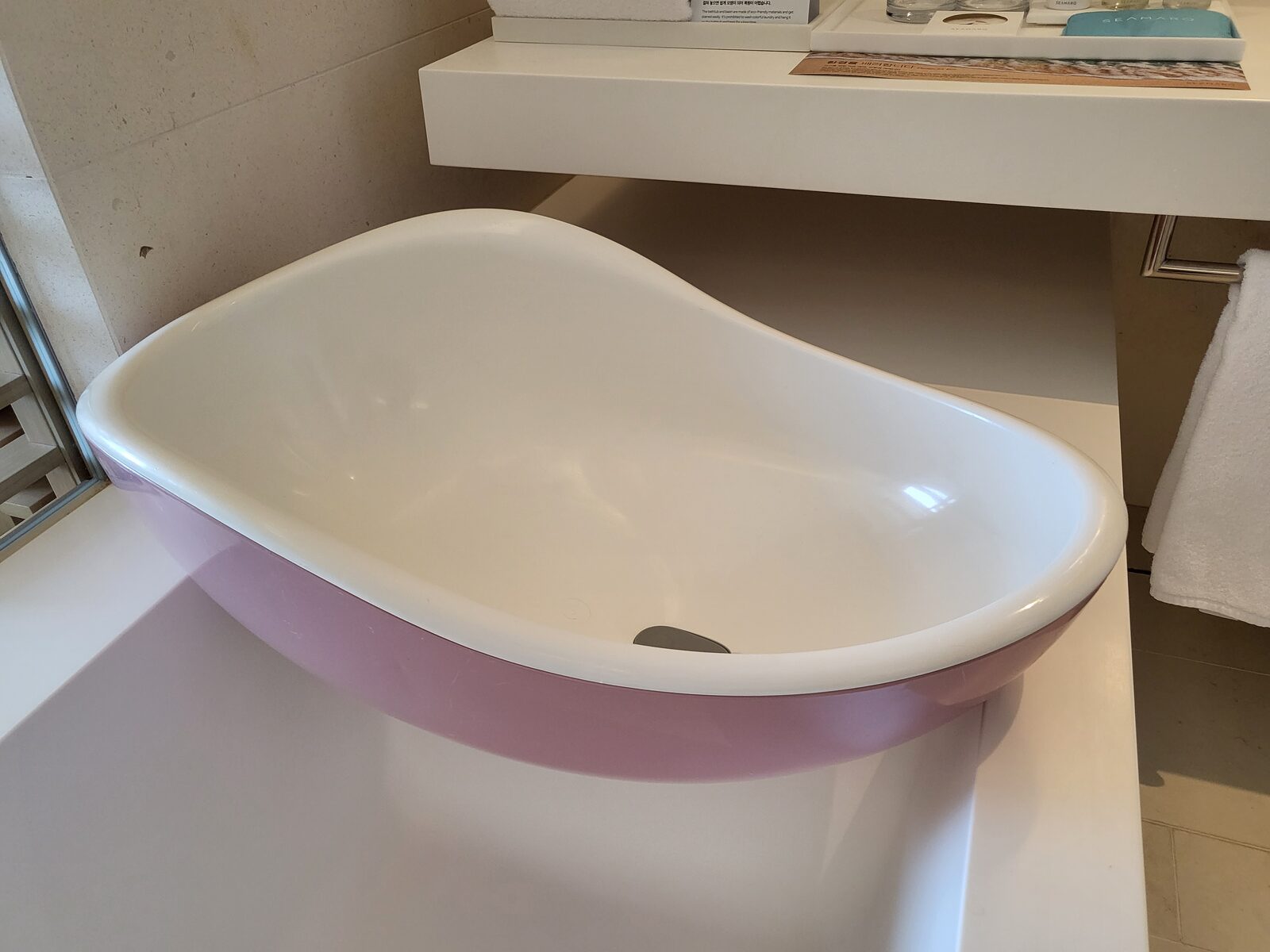 Baby bathtub provided for baby gear rental at SEAMARQ Hotel Gangneung