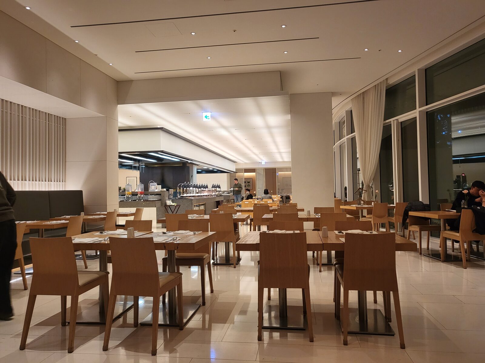 Buffet restaurant interior in the evening at SEAMARQ Hotel Gangneung