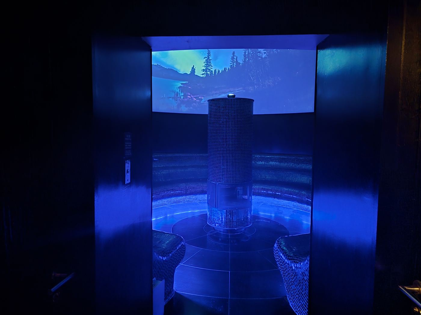 Media Art Room interior with panoramic video wall