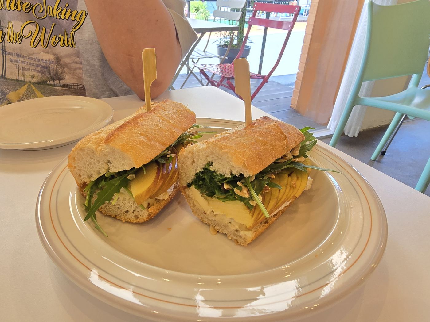 Apple and brie baguette sandwich at Bicky